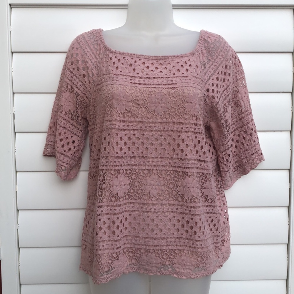 Adrianna Papell Pink Lace Top